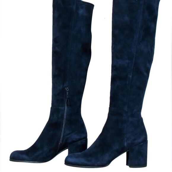 Stuart Weitzman “ALLJACK” Over the Knee Navy Suede Boot, Size 7.5 - Picture 2 of 9